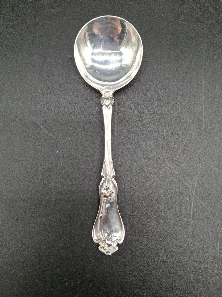 ATQ Whiting Violet Sterling Silver Bouillon Spoon Round Bowl Soup Art Nouveau    - Image 1 of 4