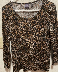 Rafaella Mujer Estampado Animal Dorado Cremallera Acento Mangas 3/4 Talla L - Imagen 1 de 11