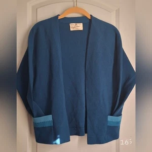 Cadillac vintage knit cardigan sweater italy virgin wool sz 10 bussines office - Picture 1 of 5