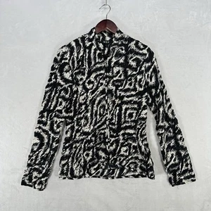 Vintage MSK Jacket Womens S Zebra Satin Sequin Textured 90s Y2K Zip Up Glam - Picture 1 of 14