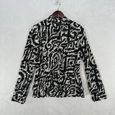 Vintage MSK Jacket Womens S Zebra Satin Sequin Textured 90s Y2K Zip Up Glam - Image 1 of 4