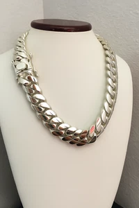 925 Sterling Silver Miami Cuban Link Chain Necklace 20mm Heavy Men’s Jewelry - Picture 1 of 7