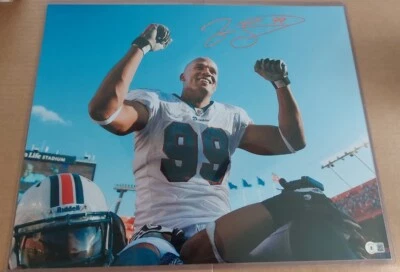 Foto firmada por Jason Taylor miembro del Salón de la Fama de los Miami Dolphins 16x20 Beckett certificado de autenticidad 🐬 #99  Foto 1 de 4