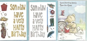 Son-in-Law Birthday Card Son in Law Men Boy Male Wishes Cards Golf Fishing Gift - Picture 1 of 14