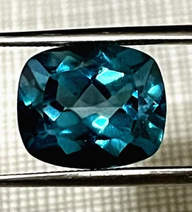 Cushion Cut London Blue Topaz,Slight Color-Shift, Loose Gemstone,6.45cts,12X10mm - Picture 1 of 8