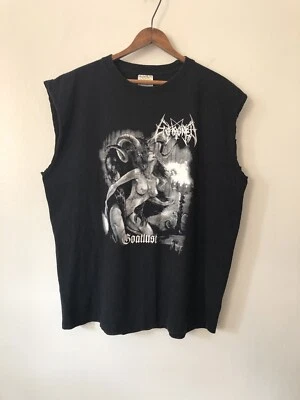 Vintage Y2K Enthroned Goatlust Black Metal Band Chopped Shirt Fits Black X-Large - Image 1 of 4
