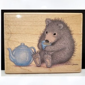 House Mouse ALL WARM & FURRY Gruffies Bears Tea Party Rubber Stamp Rare - Picture 1 of 2
