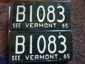 PAAR 1965 VERMONT 5-STELLIGE Nummernschilder B1083 VT - Bild 1 von 1