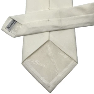 Turnbull & Asser RRP$250 White Solid Cashmere Cotton Necktie Tie BESPOKE 59" - Picture 1 of 7