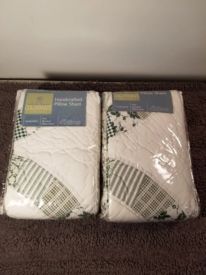 Juego de 2 fundas de almohada estándar acolchadas florales/guinga vintage Sears Foto 1 de 4