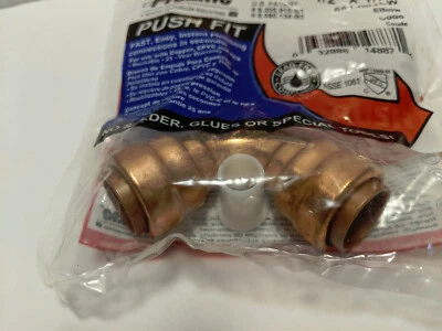 Mueller PROLINE Push Fit Copper 1/2 x 1/2 Elbow #651-003LW Instant Plumbing NIP - Image 1 of 2