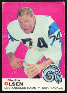 1969 Topps Football #34 Merlin Olsen LA Rams pliegue de bajo grado ¡Conjunto de rotura! - Imagen 1 de 2