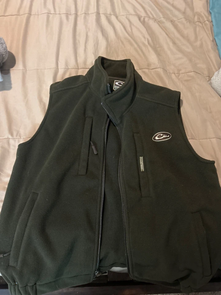 Drake Mens Size S Waterfowl Vest Water Resistant Moss Green Zipper Fleece 111624 - Image 1 of 1