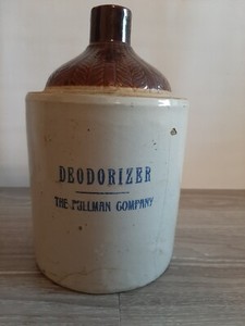 Vintage THE PULLMAN COMPANY Stoneware Deodorizer Pottery Jug Railroad Train