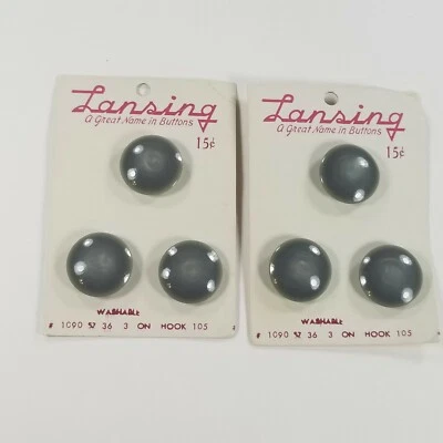 Vintage Lansing Shank Buttons New Old Stock Gray - Image 1 of 3