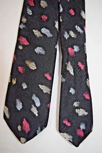 Neck Tie VTG paco rabanne 80s Paris Pink Silver Blue Paint Dabs Skinny 56" x 2" - Picture 1 of 7