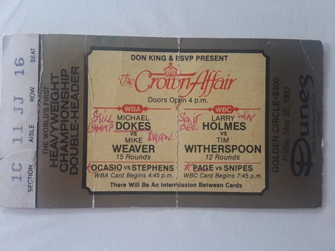 Larry Holmes Tim Witherspoon Mike Weaver Michael Dokes Boxing Ticket Heavyweight Cover
