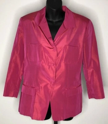 NWT Giorgio Armani Bergdorf Goodman Magenta Pink Silk Jacket Size 46 - Image 1 of 4