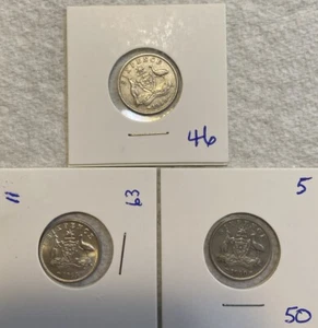 Australian Silver Coins 6d 1946 50 63 Circulated - Picture 1 of 5
