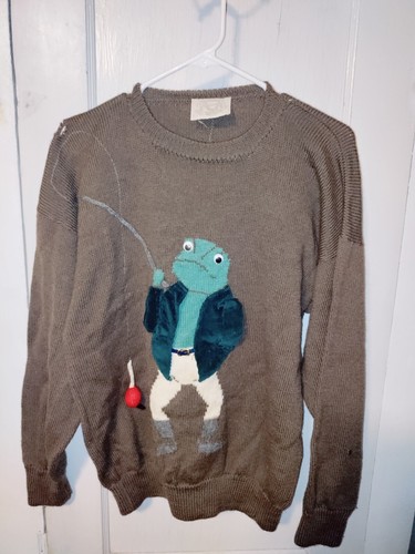 Felpa Vintage M.J. Knoud Paolo Gucci Lana Rana Pesca Rara Taglia Media