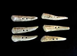 PREMIUM ANTLER BUTTONS,2 1/2"TOGGLES,TINES,SHEARLING COATS,6 BROWN PIECES,212-16 - Picture 1 of 4