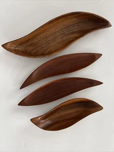 Woven Wood Serving Bowls Lot of 4 Interesting Pieces For Party - Picture 1 of 8