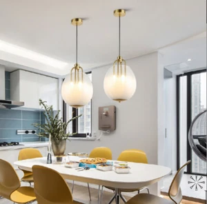 Indoor Lighting LED Gold Glass Pendant Light Hanging Light Fixture Globe Shade - Picture 1 of 8