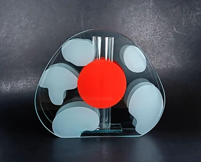 Jarrón Bud Vidrio Esmerilado Punto Rojo Seta Moderno Contemporáneo Abstracto Minimalista Foto 1 de 4