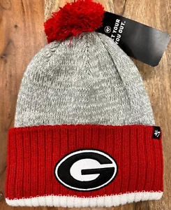 NUEVO Georgia Bulldogs '47 Pom de Invierno Unisex Gorro Adulto OSFA Sombrero Gorra Gris Rojo - Imagen 1 de 2