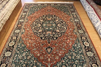 9' X 6' HANDMADE HAND KNOTTED Traditional Wool rug, Kashhan medallion Pm75 - Image 1 of 4