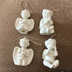Vintage Set Of “4” Ceramic Cherub Angels (2) Holding Doves (1)TeddyBear,sitting - Picture 1 of 15