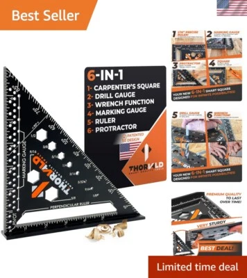 7" Multi-Purpose Carpenter Square with Wrench, Laser Markings & Precision - Image 1 of 4