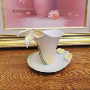 Franz Porcelain Calla Lily Cup and Saucer Set, FZ00736 Boxed - Picture 1 of 9