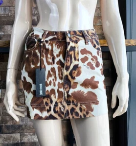 Roberto Cavalli - Just Cavalli 2012 Animal Print Denim Mini Skirt 42 IT - Picture 1 of 22