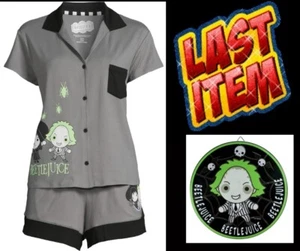 Warner Bros Beetlejuice Women's M 8-10 Top and Shorts Pajama Set, 2-Piece NEW - Picture 1 of 18