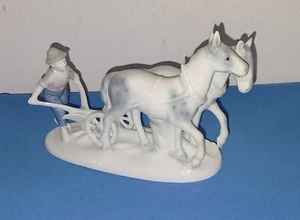 German Erphila Gerold Porzellan Bavarian Horses, Farmer Boy Plow Figurine - Picture 1 of 3