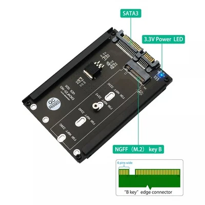Mini KEY-B-M M.2 NGFF & 2,5" mSATA SSD zu SATA III Konverter Adapter für WinXP - Bild 1 von 4