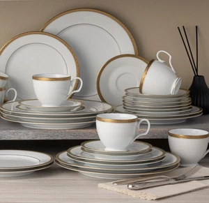Noritake Charlotta Gold 50-Piece Value Dinnerware Set, Service for 10 - Picture 1 of 5