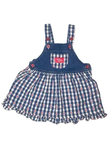 Vintage Osh Kosh Size 24 Months Denim Dress Plaid Floral Heart Gingham USA Made - Picture 1 of 5