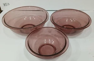 Vintage Pyrex Amethyst Nesting Mixing Bowls - Set Of 3 - Imagen 1 de 6