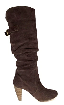 Steve Madden Women Denvur Heeled Boots Chocolate Brown Suede Slouchy Tall, 9 EUC - Image 1 of 4