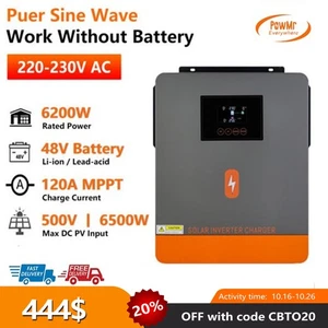 PowMr 6200W Off/On Grid Solar Hybrid Inverter MPPT Charger Support Wifi AU Stock - Picture 1 of 21