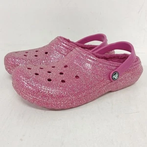Crocs Classic Lined Glitter Clogs Kids Size UK J6 EU 38 39 Pink New RMF-FPL3 - Picture 1 of 8