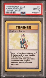 PSA 10 1999 POKEMON BASE SET TRAINER DECK B #77 POKEMON TRADER (RED BACK) - Bild 1 von 2