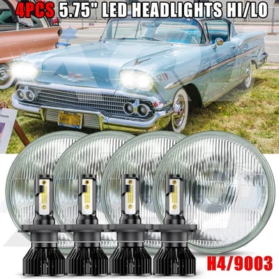 For Chevrolet Bel Air 1958-1981 4PCS 5.75" Round LED Headlights Hi-Lo Beam+ - Image 1 of 4