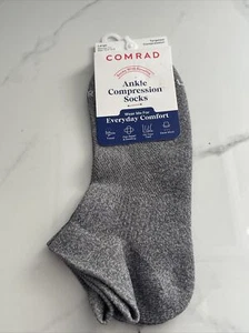 Comrad Ankle Compression Socks Gray Large Women's 11+ Men's 10.5-12.5 NWT - Picture 1 of 5