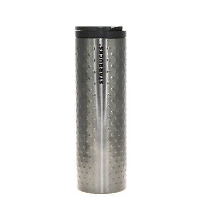 Vaso de café Starbucks de acero inoxidable delgado Troy con punto de carbón en relieve 16 OZ Foto 1 de 3