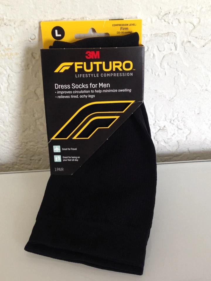 3m FUTURO Dress Socks for Men Restoring Firm Large Black 71036blen