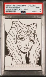 Topps Star Wars 1 of 1 Sketch Card by Rich Molinelli of Ashoka Tano PSA 9 - Picture 1 of 2