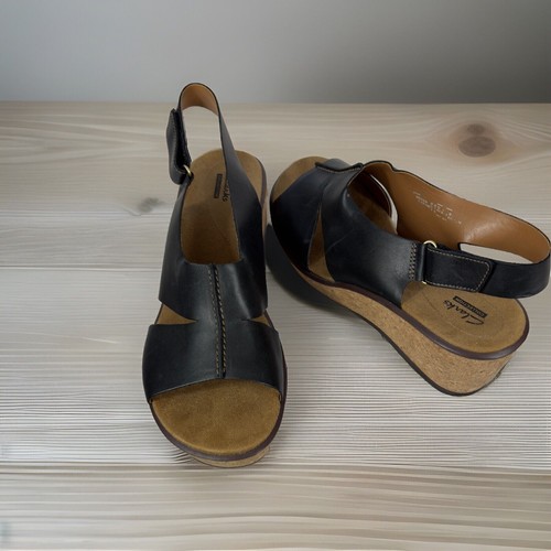 Sandali Clarks Collezione Tg 11 Ammortizzati Morbidi Annadel Bari Nero Pelle Sughero
